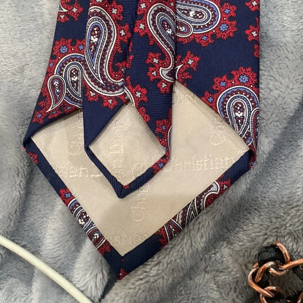 Christian Dior Navy Paisley‎ Silk Neckwear Tie